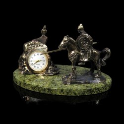 Часы Богатырь из бронзы на подставке из змеевика 150х95х95 мм 750 г 1309140