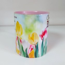 Кружка тюльпаны: Самая любимая девочка 330 мл, цвет розовый 2