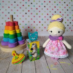 Игрушка вязаная: Кукла Маленькая Леди блонд