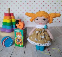 Вязаная игрушка: Кукла амигуруми, Маленькая леди (рыжая)