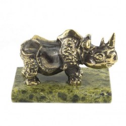 Носорог из бронзы на подставке из змеевика 70 х 40 х 50 мм 1311076-1