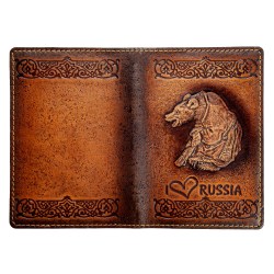 Обложка для паспорта кожа краст: I love russia 143205-2