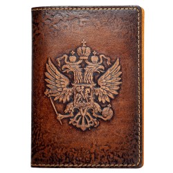 Обложка для паспорта кожа краст: Герб России объемное тиснение 142506-1