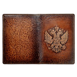 Обложка для паспорта кожа краст: Герб России объемное тиснение 142506-2