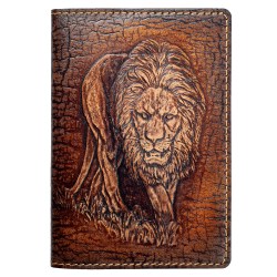 Обложка для паспорта кожа краст: Лев - царь зверей 143003-1
