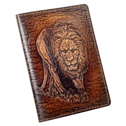 Обложка для паспорта кожа краст: Лев - царь зверей 143003-3