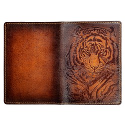 Обложка для паспорта кожа краст: Тигр 140901-2