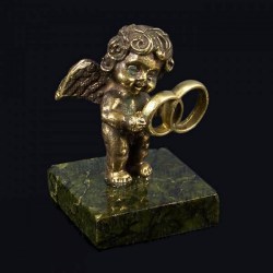 Статуэтка из бронзы Ангел с кольцами на подставке из змеевика 1311048