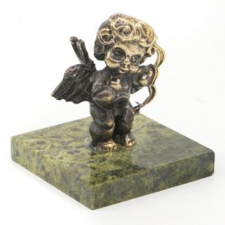 Статуэтка из бронзы Ангел с луком на подставке из змеевика 1311073-1