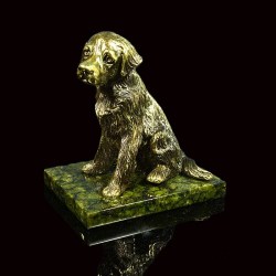 Бронзовая статуэтка: Собака Лабрадор на подставке из змеевика 1309229