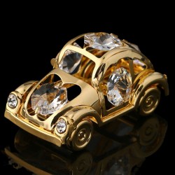 Сувенир с кристаллами Swarovski: Автомобиль Жук (прозрачный/золотой)