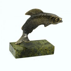 Бронзовая статуэтка: Рыбка на подставке из змеевика 1309079